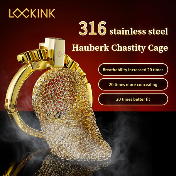 LOCKINK 316 Stainless Steel Hauberk Chastity Cage – Breathable Mesh Design