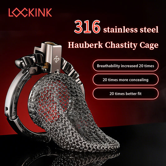 LOCKINK 316 Stainless Steel Hauberk Chastity Cage – Breathable Mesh Design