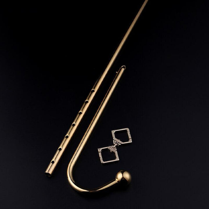 Lockink Adjustable Gold Anal Hook With Collar Connector Lockinks