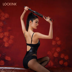LOCKINK Red &amp; Black Braided Tail Flogger - Delightor