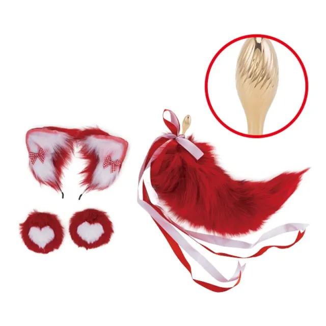 Sevanda Red Vixen Pet-play Fox Butt Plug Set Lockinks