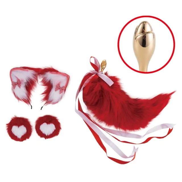 Sevanda Red Vixen Pet-play Fox Butt Plug Set Lockinks